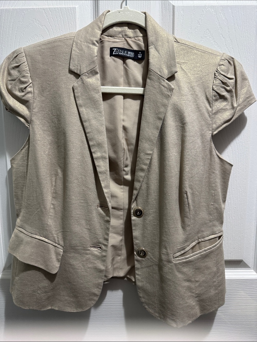 New York & Company Short-Sleeve Blazer in Light Beige